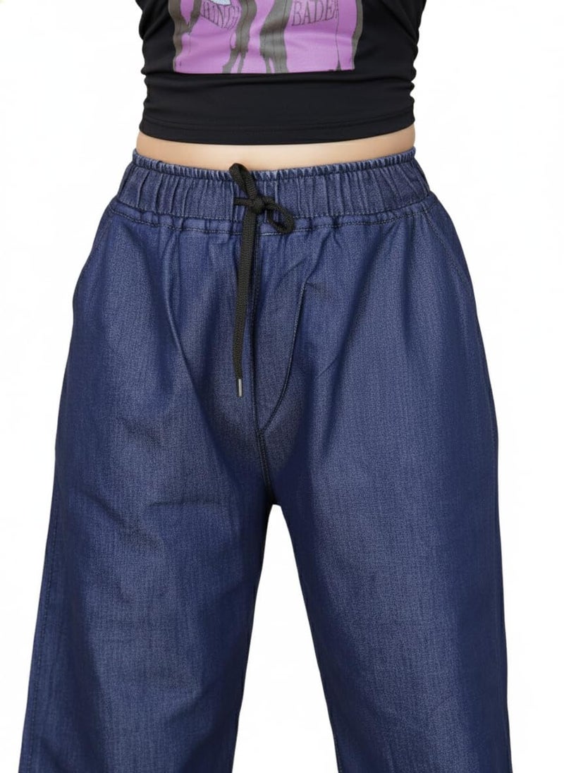 VIG TRENDS Denim Palazzo for Women, Black Wide Leg Pants with 2 Side Pockets, Stylish Bottom Wear, Jumbo Size - Image 5